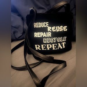 Nine West velvet black bag with eco friendly design.